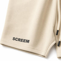 SCREEM shorts, front logo detail